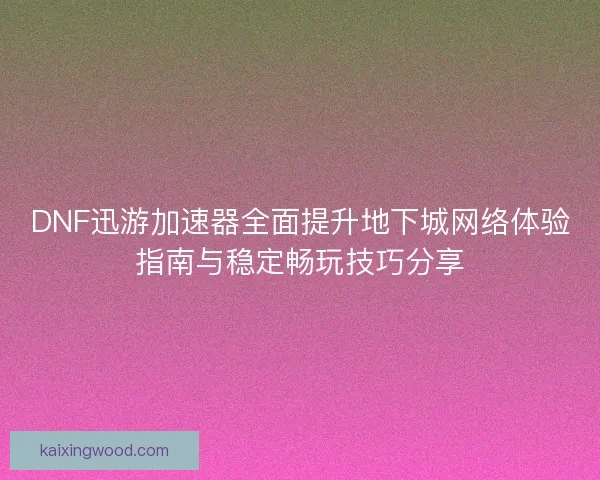 DNF迅游加速器全面提升地下城网络体验指南与稳定畅玩技巧分享