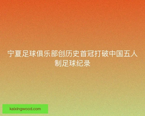 宁夏足球俱乐部创历史首冠打破中国五人制足球纪录