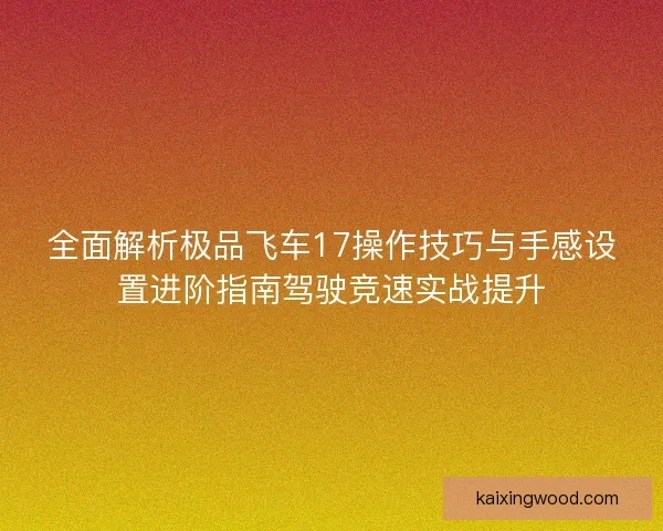 全面解析极品飞车17操作技巧与手感设置进阶指南驾驶竞速实战提升