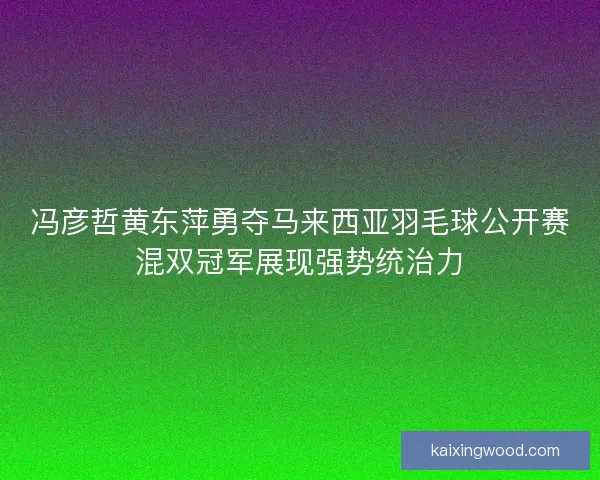 冯彦哲黄东萍勇夺马来西亚羽毛球公开赛混双冠军展现强势统治力